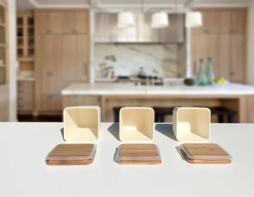 Bamboo Fiber Kitchen Canister 3 Piece Set with Airtight Bamboo Lid - Image 2