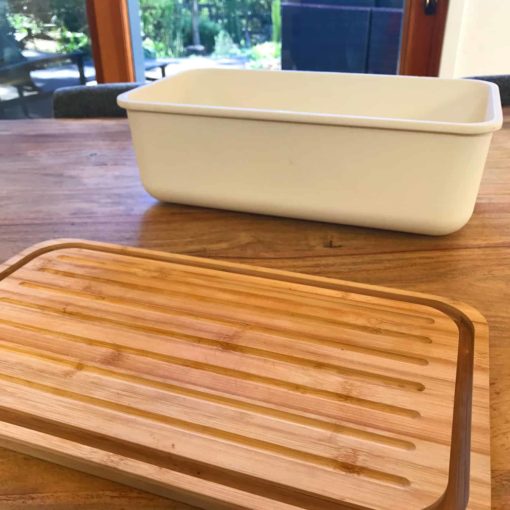 Bamboo Fiber Bread Box with Cutting Board Lid White - Image 9