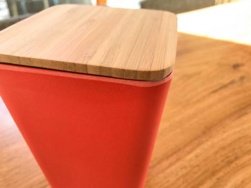 Bamboo Fiber Kitchen Canister 3 piece set with Airtight Bamboo Lid (Red) - Image 4
