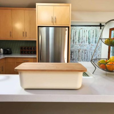 Bamboo Fiber Bread Box with Cutting Board Lid White