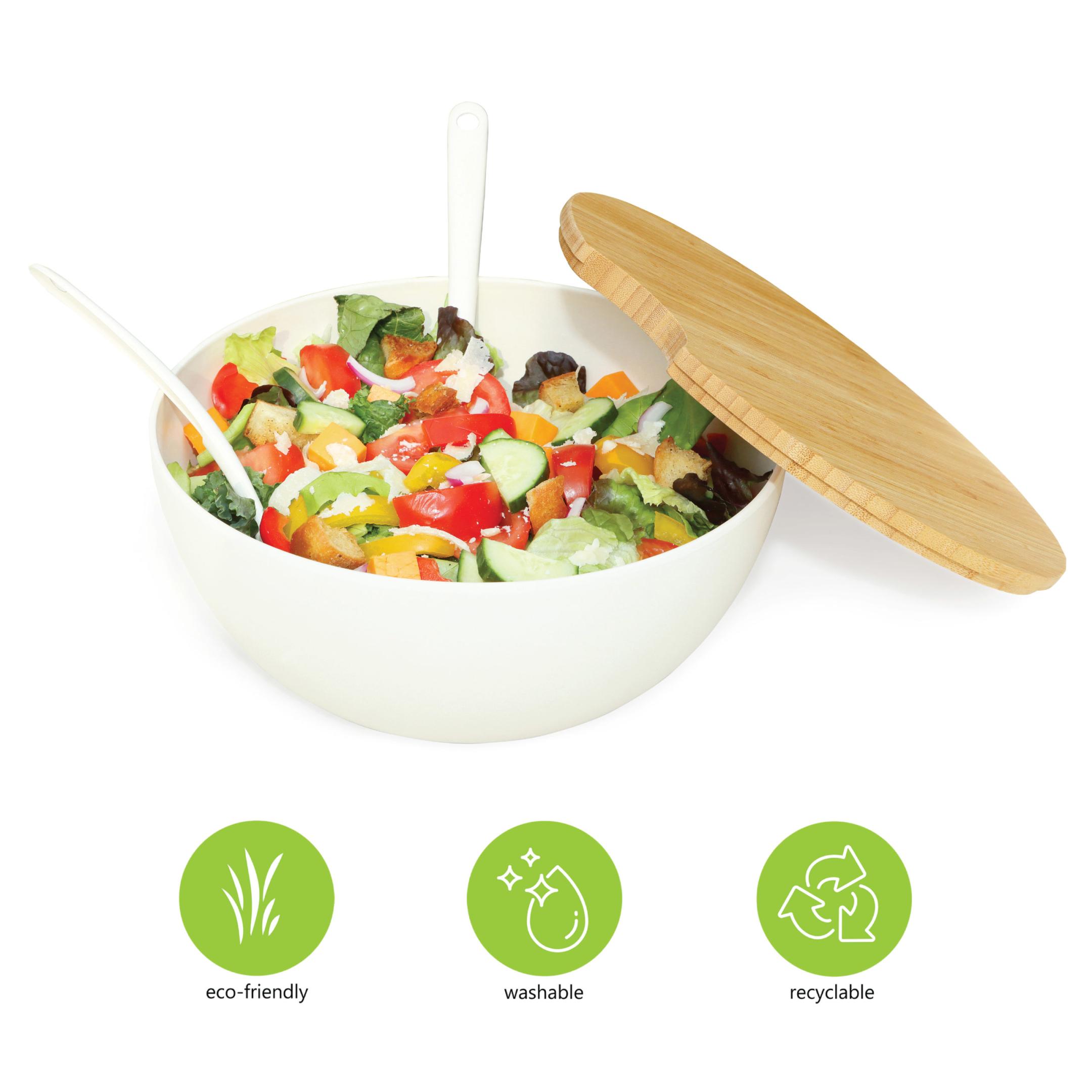 ECOHAGOU 9.6'' Serving Bowls, 84oz Bamboo Fiber Salad Bowls Set of 4, Large  Bowls for Kitchen, Deep Oval Bowls for Salad, Vegetable