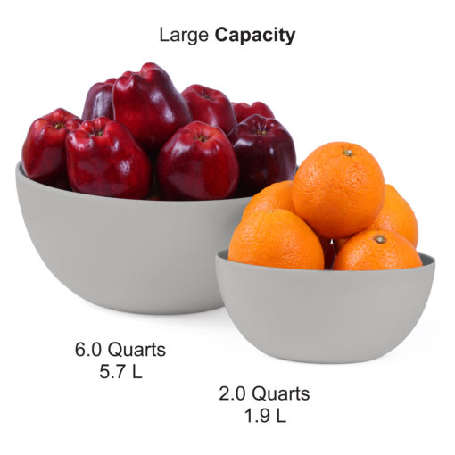 Set of 8:  Large and Medium Serving and Salad Bowl, each with Servers and Bamboo Cutting Board Lids (Gray) - Image 7