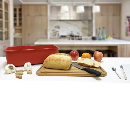 Red Bread Box in Kitchen