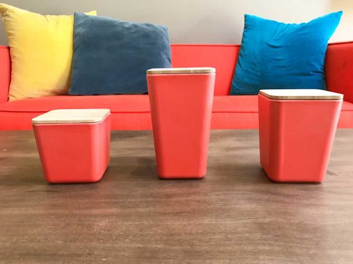 Bamboo Fiber Kitchen Canister 3 piece set with Airtight Bamboo Lid (Red) - Image 7