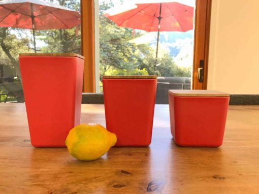 Bamboo Fiber Kitchen Canister 3 piece set with Airtight Bamboo Lid (Red) - Image 11