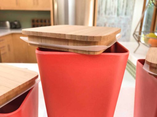 Bamboo Fiber Kitchen Canister 3 piece set with Airtight Bamboo Lid (Red) - Image 9