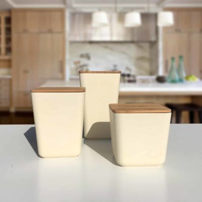 Bamboo Fiber Kitchen Canister 3 Piece Set with Airtight Bamboo Lid