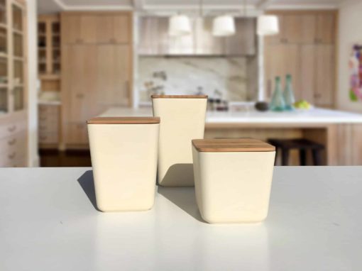 Bamboo Fiber Kitchen Canister 3 Piece Set with Airtight Bamboo Lid